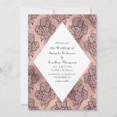 Roos Gold en Blush Pink Art Deco Wine Weddenschap Kaart (Voorkant)