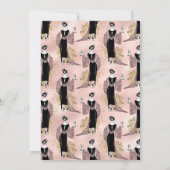 Roos Gold en Blush Pink Art Deco Wine Weddenschap Kaart (Achterkant)