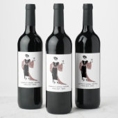 Roos Gold en Blush Pink Art Deco Wine Wijn Etiket (Flessen)