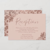 Roos Gold en Blush Pink bruiloft receptie Informatiekaartje (Voorkant / Achterkant)