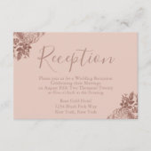 Roos Gold en Blush Pink bruiloft receptie Informatiekaartje (Voorkant)