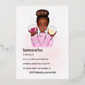 Roos Gold en Blush Pink Champagne Birthday Party Folie Uitnodiging (Achterkant)