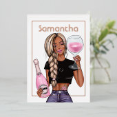 Roos Gold en Blush Pink Champagne Birthday Party Folie Uitnodiging (Staand Voorkant)