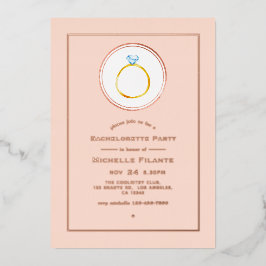 Roos Gold en Blush Pink Diamond Bachelorette Folie Folie Uitnodiging