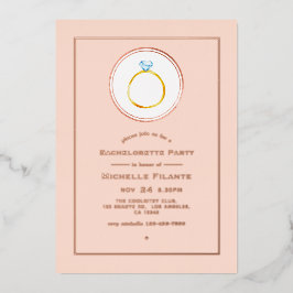 Roos Gold en Blush Pink Diamond Bachelorette Folie Uitnodiging