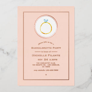 Roos Gold en Blush Pink Diamond Bachelorette Folie Uitnodiging
