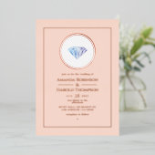 Roos Gold en Blush Pink Diamond Wedding Folie Invi Folie Uitnodiging (Staand Voorkant)
