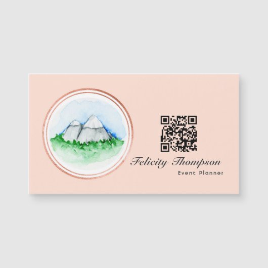 Roos Gold en Blush Pink Event Planner QR Code (Voorkant)