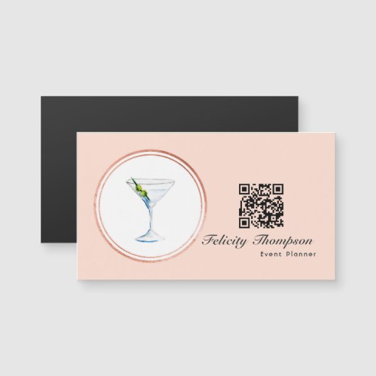 Roos Gold en Blush Pink Event Planner QR Code (Voorkant / Achterkant)