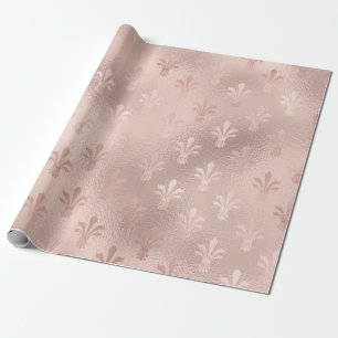 Roos Gold en Blush Pink Fleur de Lis patroon Cadeaupapier