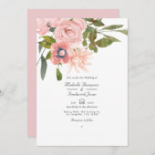 Roos Gold en Blush Pink Floral QR Code Weddenschap Kaart (Voorkant / Achterkant)
