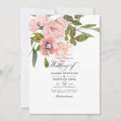 Roos Gold en Blush Pink Floral Wedding Kaart (Voorkant)