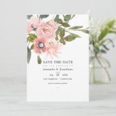 Roos Gold en Blush Pink Floral Weduwfoto Save The Date (Staand voorkant)