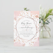Roos Gold en Blush Pink Geometric Baby shower Kaart (Staand voorkant)