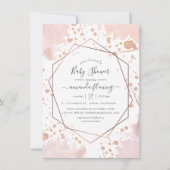 Roos Gold en Blush Pink Geometric Baby shower Kaart (Voorkant)