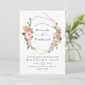 Roos Gold en Blush Pink Geometric Wedding Kaart (Staand voorkant)