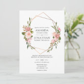 Roos Gold en Blush Pink Geometric Wedding Kaart (Staand voorkant)