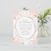 Roos Gold en Blush Pink Geometric Wedding Kaart (Staand voorkant)