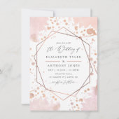 Roos Gold en Blush Pink Geometric Wedding Kaart (Voorkant)