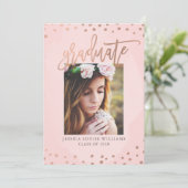 Roos Gold en Blush Pink Graduation Party Kaart (Staand voorkant)