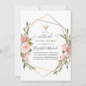 Roos Gold en Blush Pink Online Virtual Weddenschap Kaart (Voorkant)