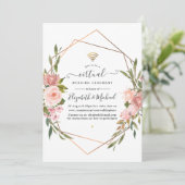 Roos Gold en Blush Pink Online Virtual Weddenschap Kaart (Staand voorkant)