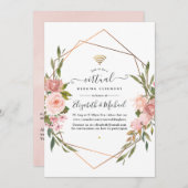 Roos Gold en Blush Pink Online Virtual Weddenschap Kaart (Voorkant / Achterkant)