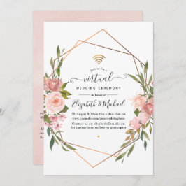 Roos Gold en Blush Pink Online Virtual Weddenschap Kaart