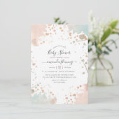 Roos Gold en Blush Pink Paint Splash Baby shower Kaart (Staand voorkant)