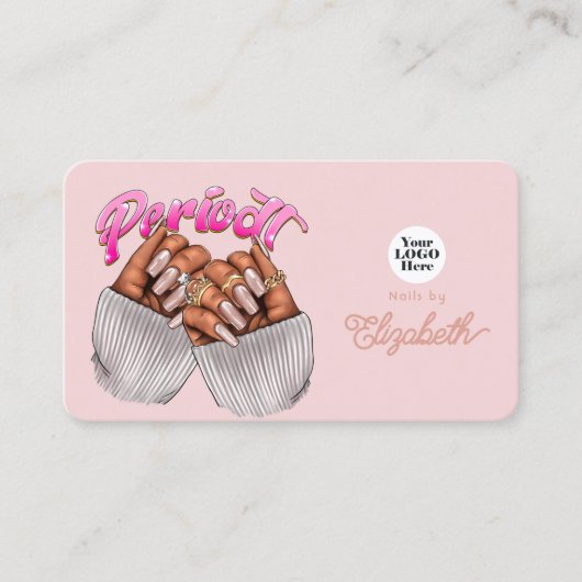 Roos Gold en Blush Pink Periodt Nail Salon Visitekaartje (Voorkant)