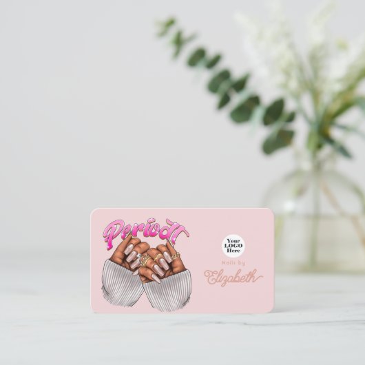 Roos Gold en Blush Pink Periodt Nail Salon Visitekaartje (Staand voorkant)
