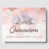 Roos Gold en Blush Pink Quinceañera Gastenboek (Voorkant)