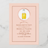 Roos Gold en Blush Pink Travel Bachelorette Party Folie Uitnodiging (Voorkant)