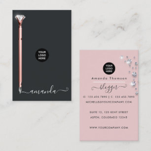Roos Gold en Blush roze diamantpen Visitekaartje