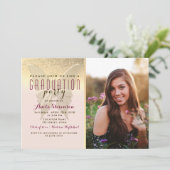 Roos Gold en Blush Roze foto Afstuderen Kaart (Staand voorkant)