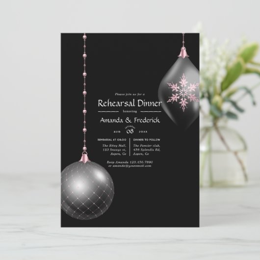 Roos Gold en Blush roze kerstbruiloft Kaart (Staand voorkant)