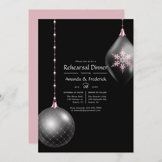 Roos Gold en Blush roze kerstbruiloft Kaart (Voorkant / Achterkant)