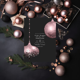 Roos Gold en Blush roze kerstbruiloft Kaart