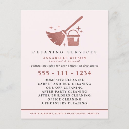Roos Gold en Blush roze reinigingsservices Flyer (Voorkant)