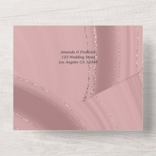 Roos Gold en blush roze roze bruinktbruin All In One Uitnodiging (Achterkant)