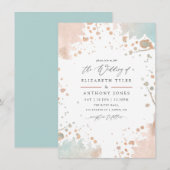 Roos Gold en Blush roze verfvlek huwelijk Kaart (Voorkant / Achterkant)