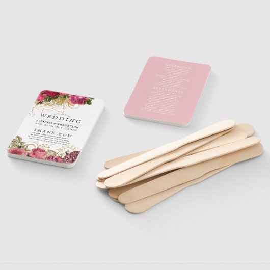  Roos Gold- en Blush Shabby Wedding Program Handwaaier (Niet-gemonteerd)