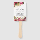 Roos Gold- en Blush Shabby Wedding Program Handwaaier (Voorkant)