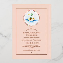 Roos Gold en Blush Tropical Bachelorette Weekend Folie Uitnodiging