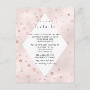 Roos Gold en Blush Vintage Wedding Guest Details Informatiekaartje