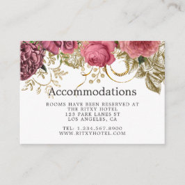  Roos Gold en Blush Wedding Accommodations Informatiekaartje