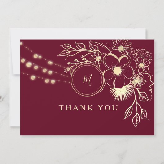 Roos Gold en Bourgondische bruiloft Bedankkaart (Voorkant)