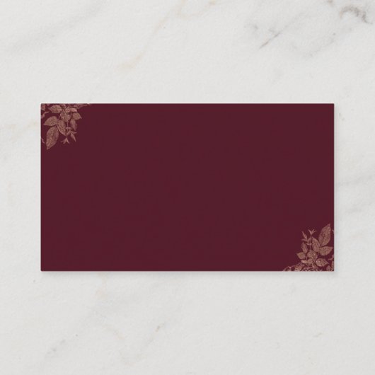 Roos Gold en Bourgondische bruiloft website Kaart  (Achterkant)