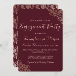 Roos Gold en Bourgondische Rozen Verlovingsfeest Kaart