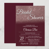 Roos Gold en Burgundy Bridal Shower Kaart (Voorkant / Achterkant)